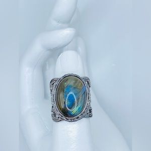 NWT Labradorite In Black Oxidized Sterling Silver Ring